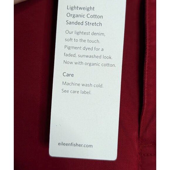 Eileen Fisher Organic Cotton Red Slim Ankle Jeans Size 18 Eco-Friendly Stretch - Picture 9 of 15